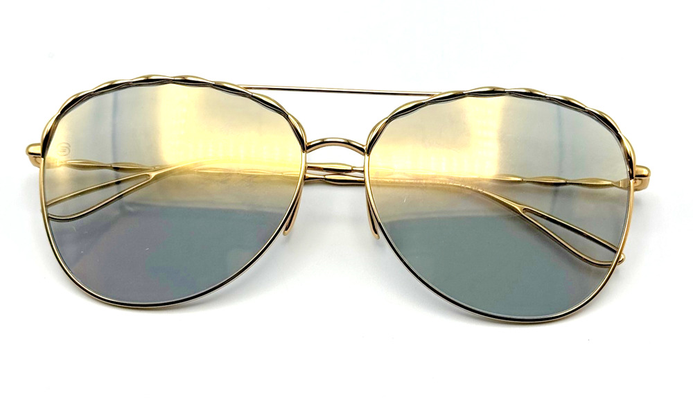 Elie Saab Sunglasses ES008 J5G JO Gold Aviator Frame Mirror Lens 59-14-140 New